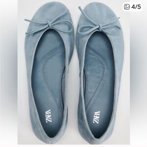 Zara blue suede ballet flats nwot